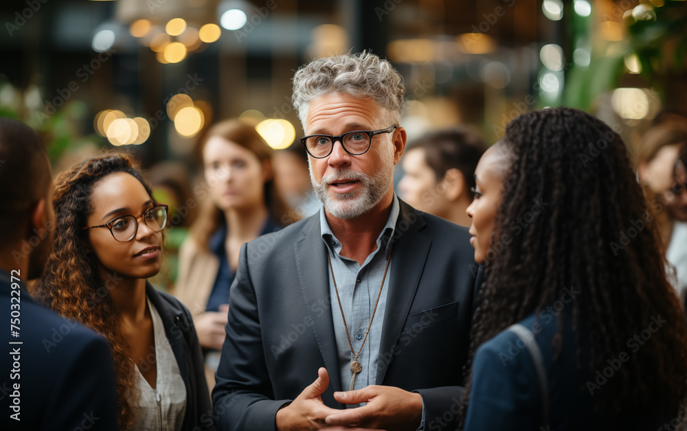 Diverse team of happy business people having a standing meeting..
Generative AI Diverse team of happy business people having a standing meeting..
Generative AI