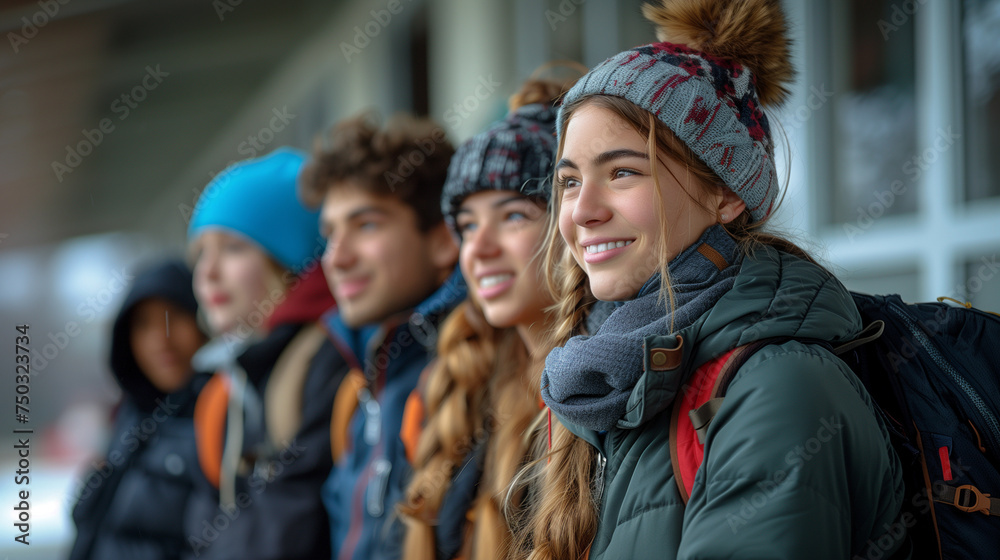 Casual yet captivating student group in a candid moment, the spirit of youth alive. Casual yet captivating student group in a candid moment, the spirit of youth alive.
