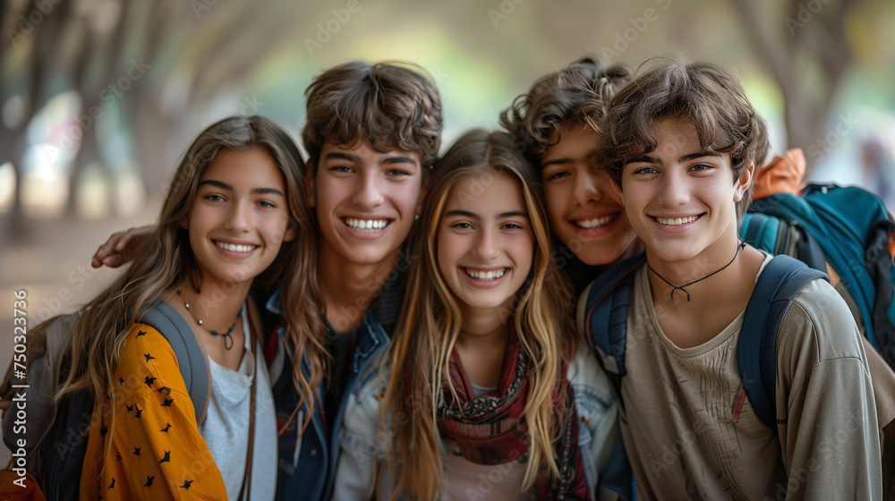 Casual yet captivating student group in a candid moment, the spirit of youth alive. Casual yet captivating student group in a candid moment, the spirit of youth alive.