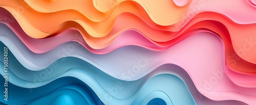 Colorful abstract wavy background with a fluid gradient of pink, orange, and blue, perfect for dynamic branding.