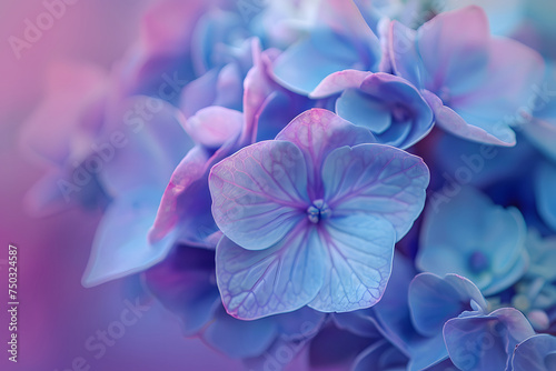 Hortensia flower with slight color variations