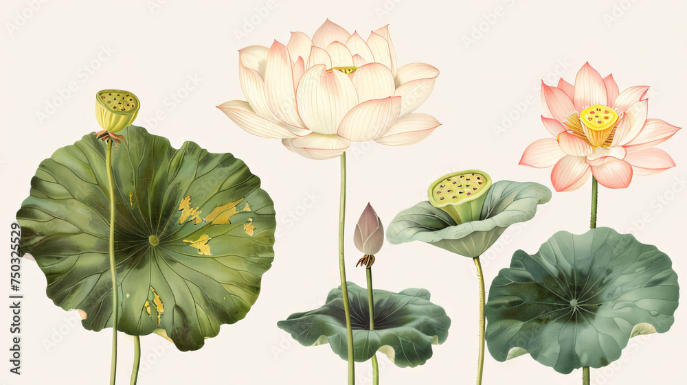 pink lotus flower illustration sketch painting