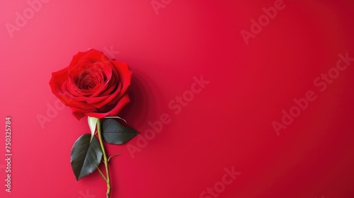 Rose in the center Red background Minimalist Empty simple wallpaper