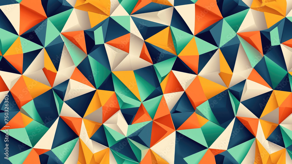 Abstract geometric background in orange, dark blue and lime green