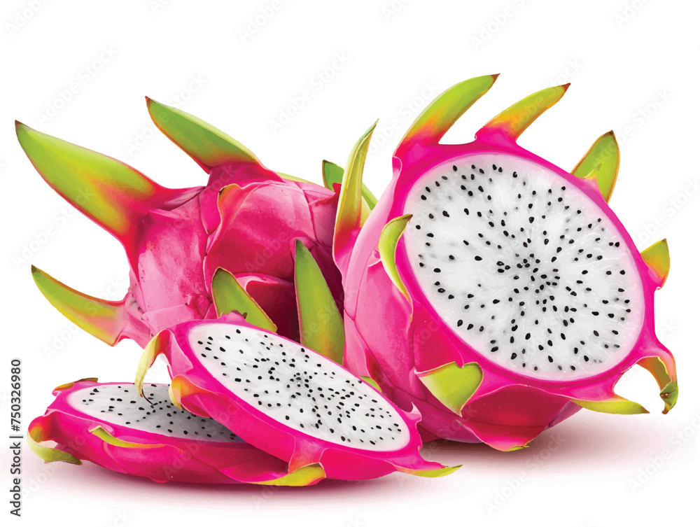 dragon fruit on white background dragon fruit on white background