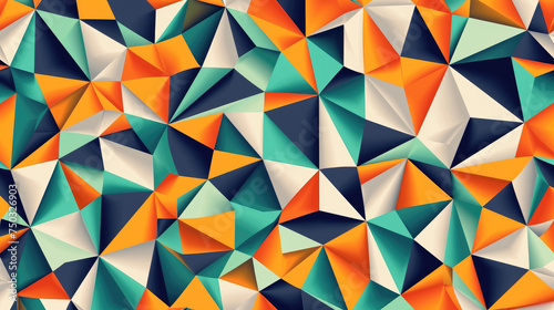 Abstract geometric background in orange, dark blue and lime green