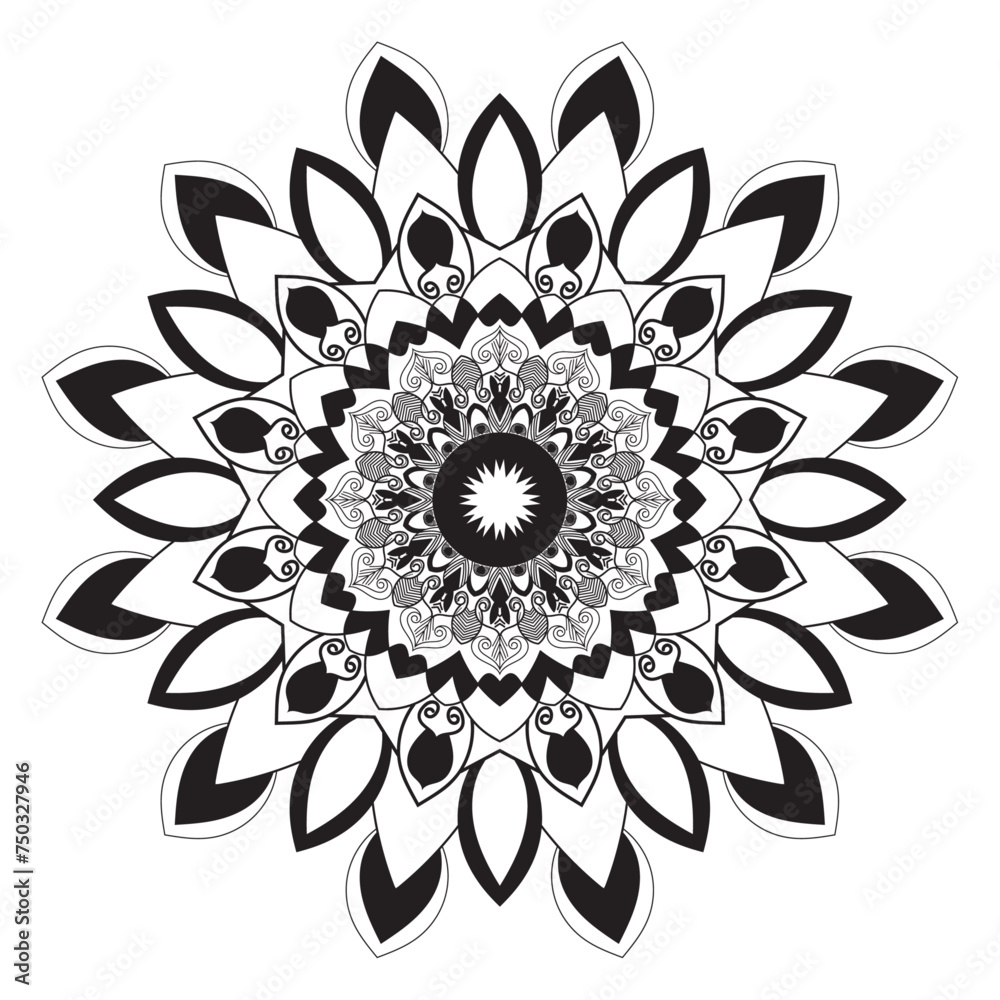 Black and white mandala background design. Black and white mandala background design.