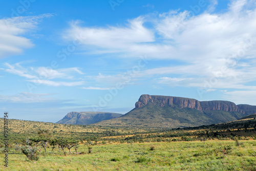 Scenic mountain and savannah landscape, Marakele National Park, South Africa.