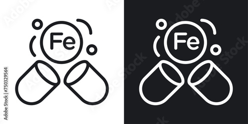 Iron Capsule Icon Designed in a Line Style on White background. photo