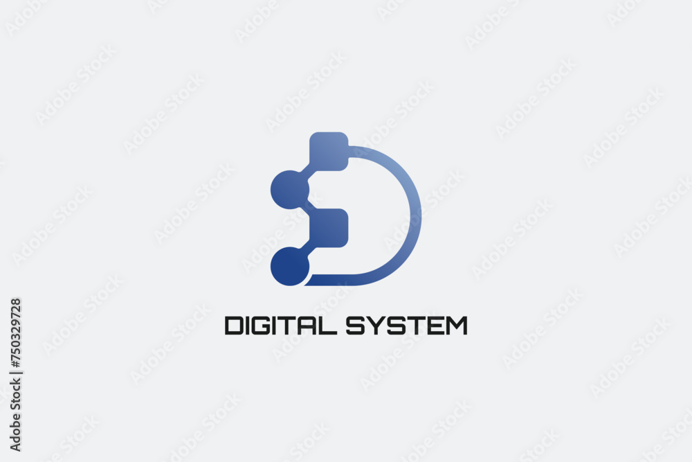 D S latter digital system logo - obrazy, fototapety, plakaty 