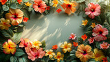 Frame with colorful flowers