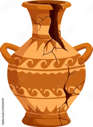 Ancient broken pottery and vase. Old ceramic cracked pot and jug. Isolated vector cracked, fragmented crockery, weathered by time, reveals stories of bygone civilizations, craftsmanship and history