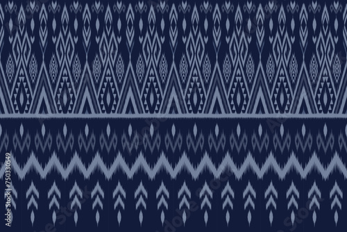 Traditional Oriental Ethnic Seamless Ikat Pattern.  Vector Illustration embroidery design for carpet, clothing, wrapping, batik, fabric, wallpaper and background