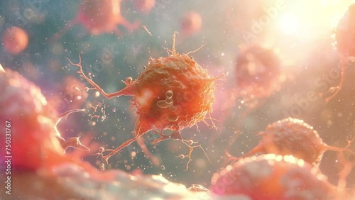 Virus infection inside a human cell close up 4K Animation photo