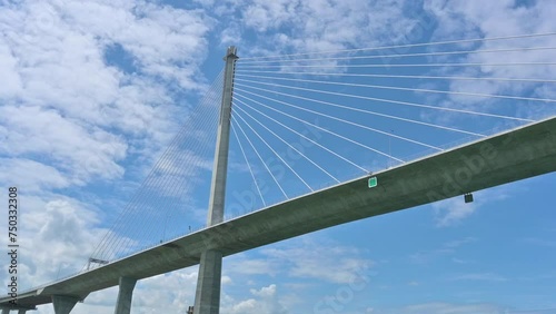 Cruising past CCLEX bridge, a large cable-stayed bridge, part of the Cebu–Cordova Link Expressway.