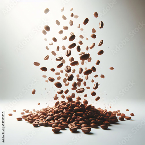 Falling coffee beans