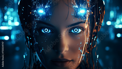 Close-up portrait of an android girl.