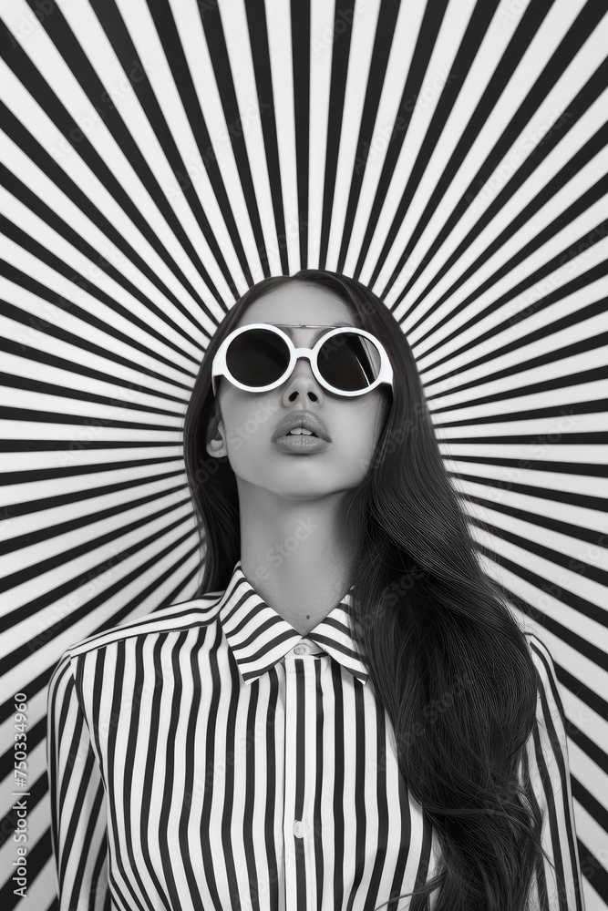 Monochrome Glamour Retro Futuristic Girl