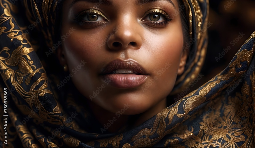 Beautiful Portrait of a Stylish Black Woman with Elegant Scarf Beautiful Portrait of a Stylish Black Woman with Elegant Scarf