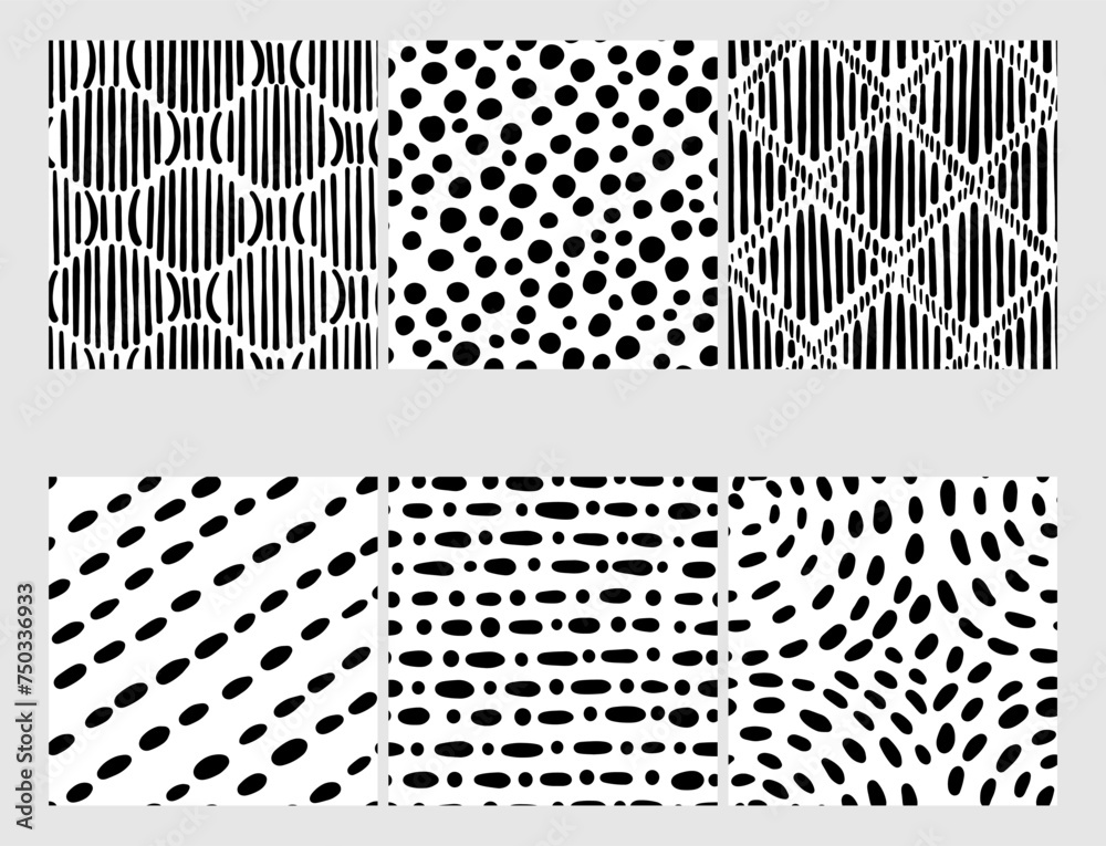 Small dash patterns set. Seamless minimal dash pattern, small elements.