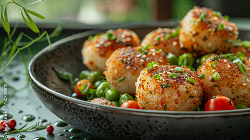 Boulette de légumineuses cuisinées, recette végétarienne saine, falafels photo