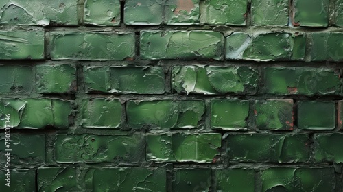  a close up of a green brick wall with paint smeared all over it and a red fire hydrant in the middle of the wall and a red fire hydrant in the middle of the middle of the wall.