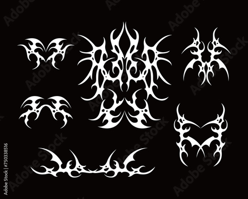Neo tribal tattoo sigilism shape vector collection t shirt design element clip art editable
