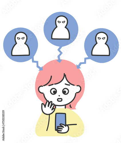 SNSでアンチから誹謗中傷を受けて困っている女性