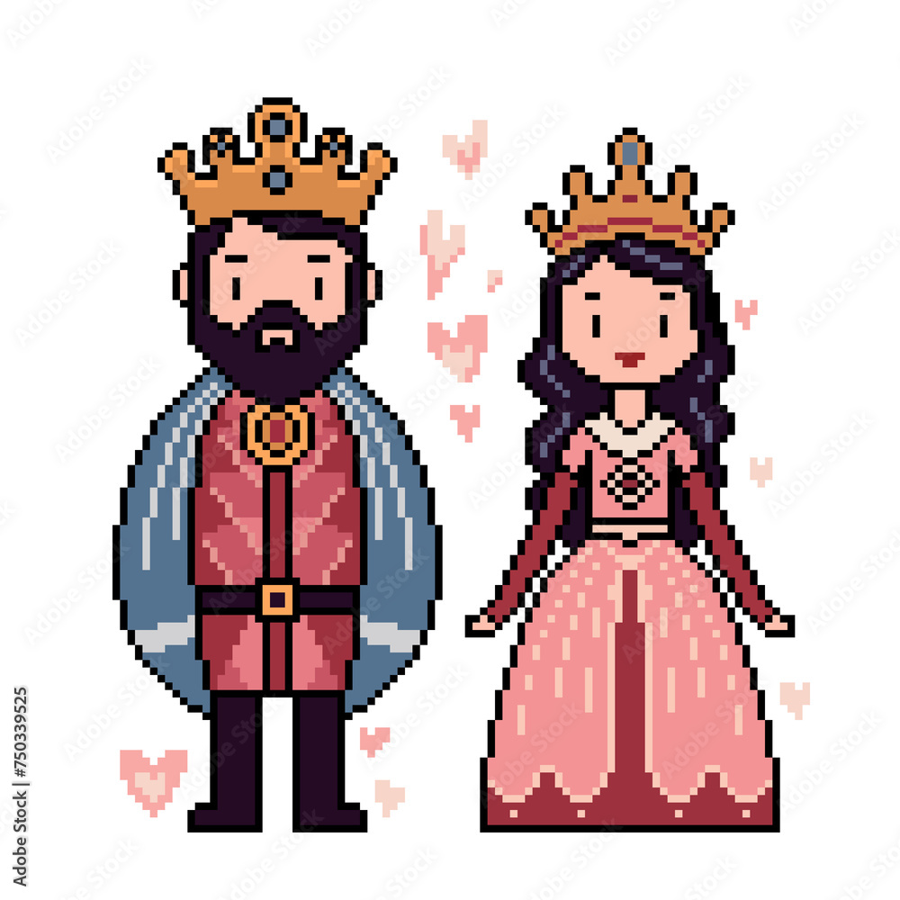 pixel art of king queen royal