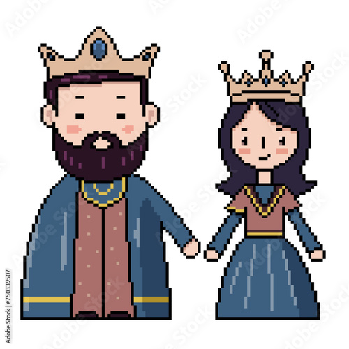 pixel art of king queen royal