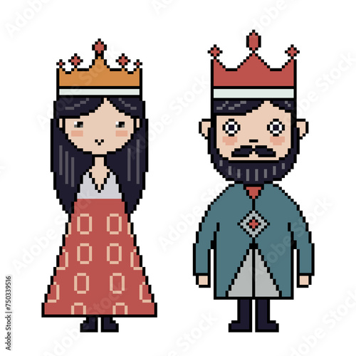 pixel art of king queen royal