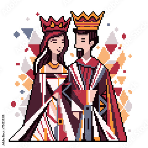 pixel art of king queen royal