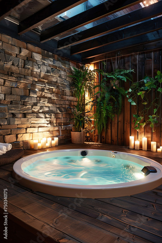 Concept of spa and jacuzzi with candles