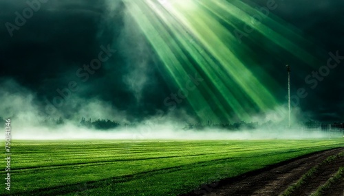 green field and clouds