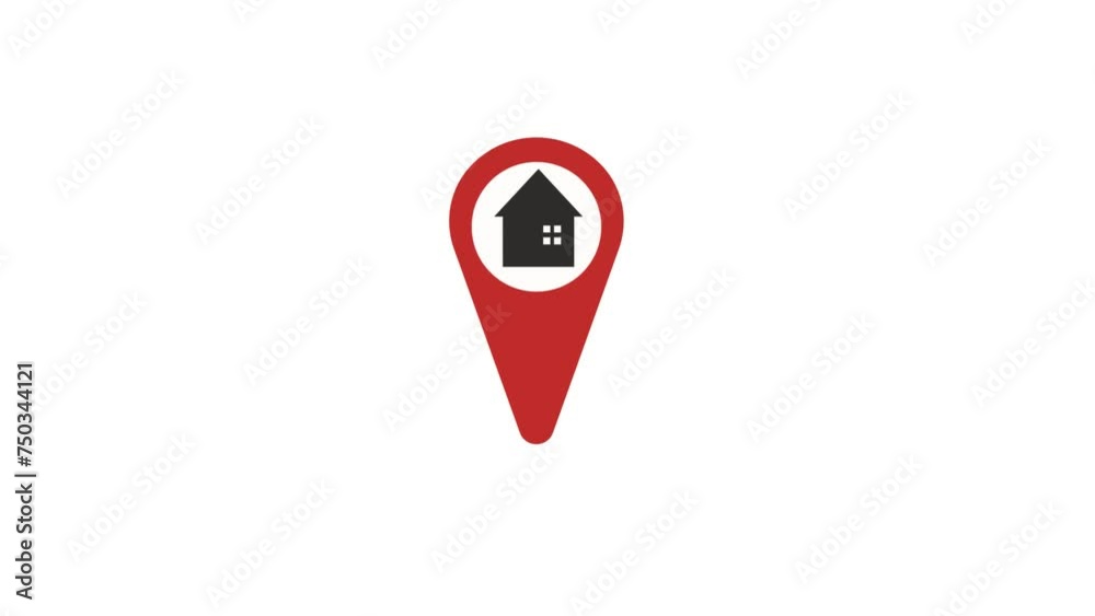 Animation of red map location pin, roadmap, 2d animation Animation of red map location pin, roadmap, 2d animation