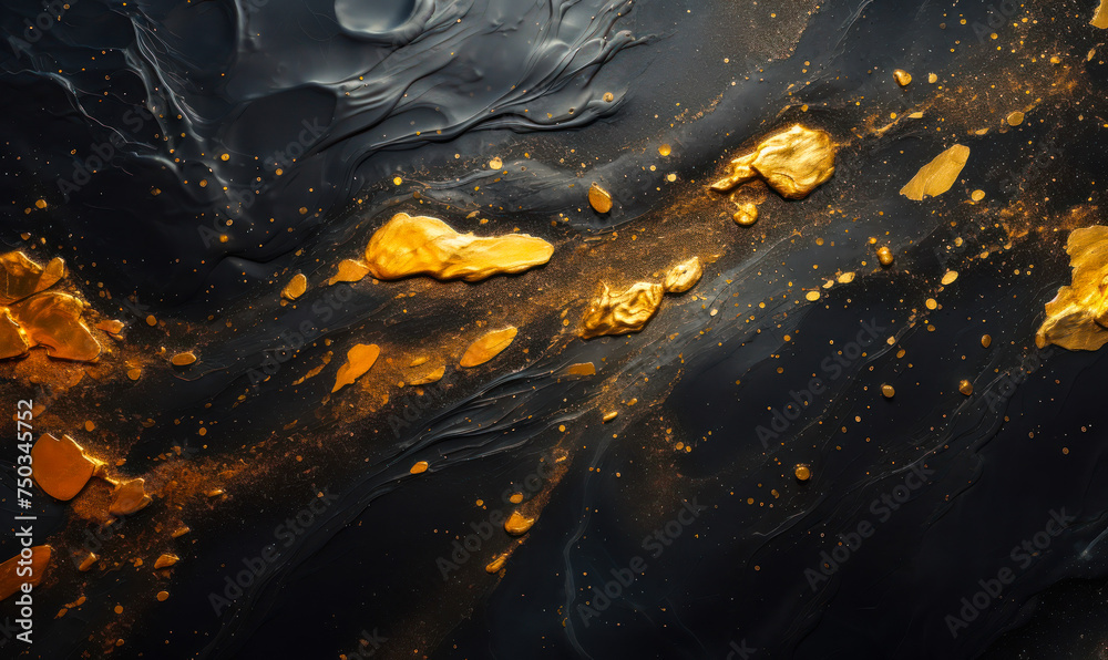 Luxurious black marble background sprinkled with golden specks and streaks, creating an elegant canvas for high-end design and sophisticated visual appeal Luxurious black marble background sprinkled with golden specks and streaks, creating an elegant canvas for high-end design and sophisticated visual appeal