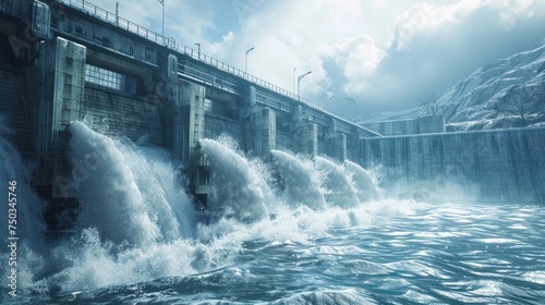 large hydroelectric dam Stores water that flows through an electric turbine. to produce clean electricity