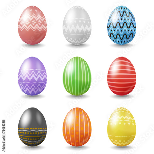 A collection of Easter eggs in different colors and patterns