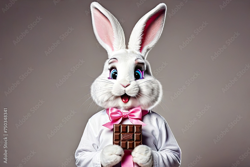 Easter bunny with eggs chocolate