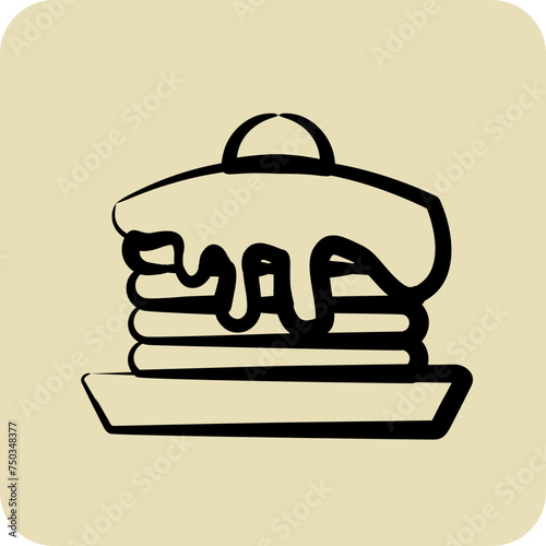 Icon Pancake. suitable for Bakery symbol. hand drawn style. simple design editable. design template