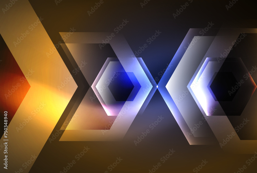 Arrow hexagon neon light glowing shapes background. Vector illustration For Wallpaper, Banner, Background, Card, Book Illustration, landing page Arrow hexagon neon light glowing shapes background. Vector illustration For Wallpaper, Banner, Background, Card, Book Illustration, landing page