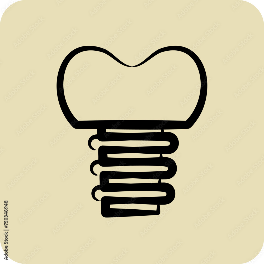 Icon Dental Implant. suitable for medicine symbol. hand drawn style. simple design editable. design template Icon Dental Implant. suitable for medicine symbol. hand drawn style. simple design editable. design template