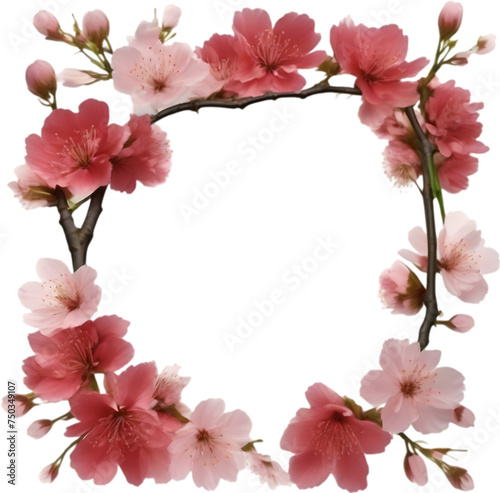Watercolor painting of Cherry blossom Floral frame.