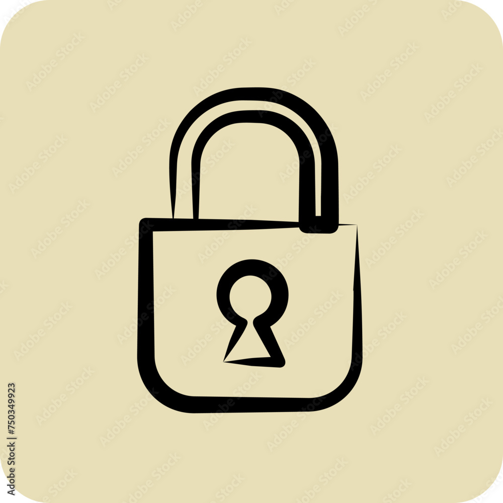 Icon Locked. suitable for Security symbol. hand drawn style. simple design editable. design template Icon Locked. suitable for Security symbol. hand drawn style. simple design editable. design template