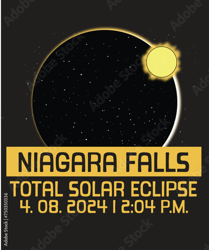 Niagara falls Total Solar Eclipse 2024 Ohio T-Shirt design vector, Solar Eclipse 2024, astronomy lovers, usa totality april pair, solar eclipse glasses make friends, family smile, solar eclipse gifts,