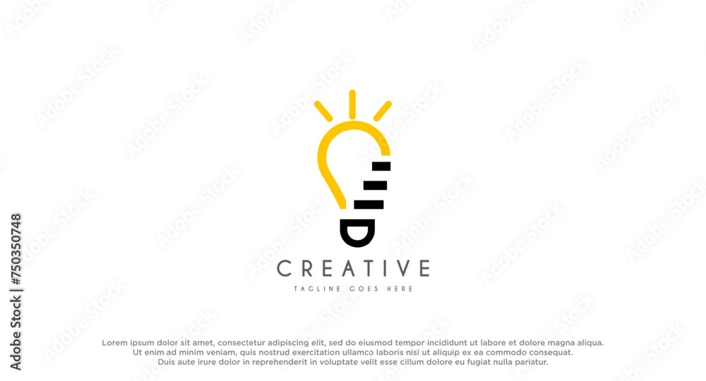 Foto Lamp Bulb with elevate logo design vector inspiration.
