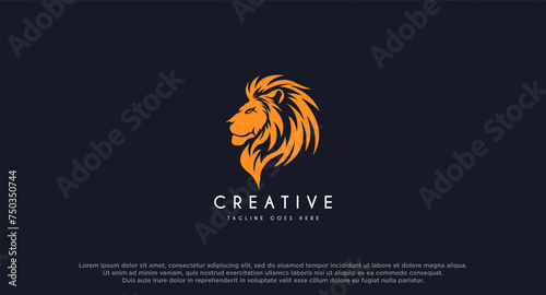 lion vector logo design isolated on black background
