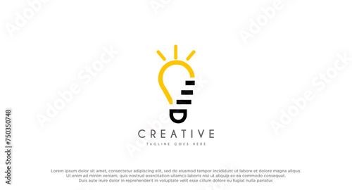 Lamp Bulb with elevate logo design vector inspiration.