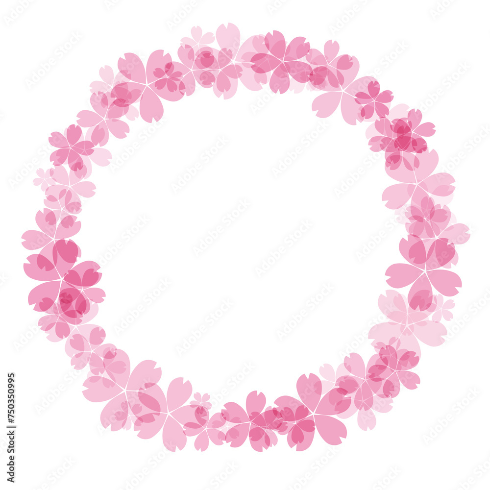 ピンクの桜の花の円形リース