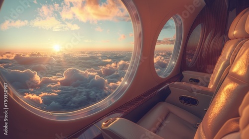 Travel in comfort and style on a private jet. Witness breathtaking views of sun-kissed clouds as they rest in the lap of luxury.